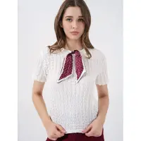 Big Dart Gestructureerde Coltrui Blouse met Sjaaldetails