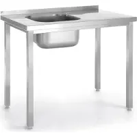 Hendi Spoeltafel, met bouten, , Kitchen Line, spoelbak aan de linkerkant, 800x600x(H)850mm