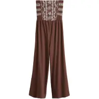 Next Jumpsuit donkerbruin / wit