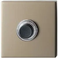 GPF bouwbeslag Beldrukker vierkant 50x50x8 mm met zwarte button Champagne blend