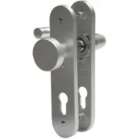 Nemef 3253 FP Ls Beslag kortschild afgerond | D kruk-knop | beslagset | geveerd | krukstift 8mm | F1 aluminium | PC72-PC72 | draairichting links - 9325306722