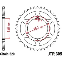 JT Sprockets 520 Jtr305.46zbk Steel Achtertandwiel