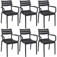 CLP Paris Set van 4 tuinstoelen - armleuningen - stapelbaar - kunststof - zwart