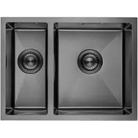 LOMAZOO Galaxy RVS Keuken Spoelbak & Wasbak - Dubbele Gootsteen - Duurzaam en Onderhoudsvriendelijk - Inclusief Accessoires - 595x450x200mm