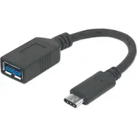 Manhattan 355285 USB-kabel USB 3.2 Gen1 USB-C stekker, USB-A bus 0.15 m Zwart Stekker past op beide manieren