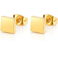 Cilla Jewels Dames Oorbellen Knoppen Goudkleurig Vierkant Edelstaal