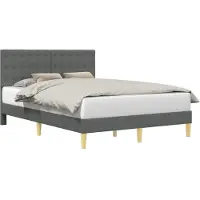 vidaXL Bedframe met hoofdeinde Donkergrijs 140 x 200 cm Stof