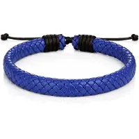 LGT JWLS Leren armband Heren Blauw Verstelbaar Gevlochten leer