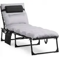 Zenzee Opvouwbaar ligbed - Zonnebed - Strandbed - Tuinstoelen - Met kussen - Lichtgrijs - 58 x 190 x 32,5 cm