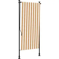 vidaXL Rolgordijn voor buiten 120x270 cm stof en staal oranje en wit