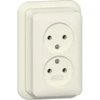 Gira Wandcontactdoos - Zonder Randaarde - 2-Voudig Opbouw - Creme