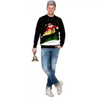 Wilbers Kersttrui zwart snowboard Santa