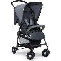 Famanu Sportbuggy met verlichting, geschikt tot 15 kg, met vering, compact opvouwbaar, met zonnescherm, grote zitplaats, grijs