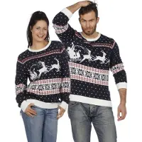 Coppens Kersttrui blauw met slee - 100% acryl - Carnavalskleding heren | Maat Xxl |