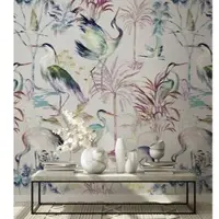Overig Fotobehang Reigers - Roze - Groen - Paars - Blauw - Geel - 2,70m X 53cm