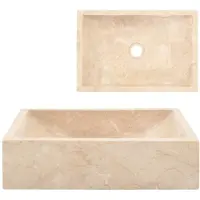 vidaXL Gootsteen 45x30x12 cm marmer hoogglans crèmekleurig
