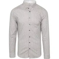 Desoto Overhemd Strijkvrij Full Print Wit | Beige | Maat XXL