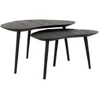 DTP Home Highlight Organus salontafel teakhout zwart- set van 2