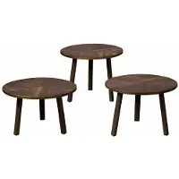 Tower Living Lazio table set (3) - 54x54/45/40/35 - recl. teak wine (Bruin, 55x55x45 diameter: 55cm)