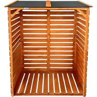 Lendo Online brandhoutrek met dak 118x59x158cm met asfalt dak - Brandhoutschuur van geïmpregneerd vurenhout -haardhout opslag waterdicht – haardhoutrek – houtopslag – bruin- hout