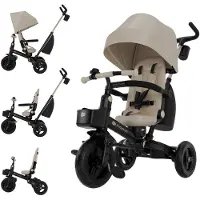 Kinderkraft AVEO 2 PLUS Driewieler 6-in-1 – Vanaf 9 Maanden tot 5 Jaar – Verstelbare Zitting & Duwstang – Met Zonnekap UPF50+, Beige