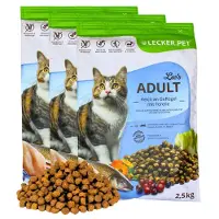 Lecker.Pet 7,5 kg Leo's Volwassen Kattenvoer met Gevogelte & Forel, Droogvoer, Compleet Voer