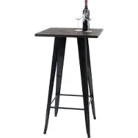 MCW Hoge tafel -A73 incl. houten tafelblad, bistrotafel bartafel, metalen industrieel ontwerp 107x60x60cm ~ zwart
