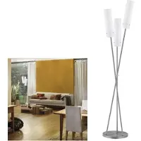 Paulmann Living Livo vloerlamp met dimmer, max. 3x40W E27, ijzer geborsteld/wit, 230V, metaal/glas