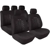 Lampa Stoelhoezen Set Road Track – Zwart – 9-delig voor Stijlvolle Bescherming en Comfort
