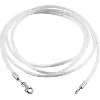 Nenalina - Halsketting - Dames Zijden Band in wit, voor Sieradenhangers met Karabijnsluiting van 925 Sterling Zilver - Dames