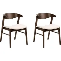Beliani LILLY - Eetkamerstoel set van 2 - Donkerbruin/Wit - Polyester