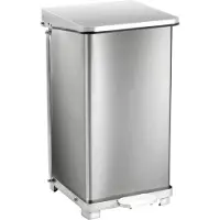 Huismerk Industriële Pedaalemmer Mat Zilver RVS 45L
