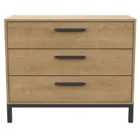 CALICOSY Ladenkast 3 laden eiken en mat zwart craft l90,7 cm