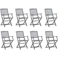 vidaXL Tuinstoelen 8 st inklapbaar met kussens massief acaciahout