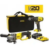Stanley Combo Kit - - Klopboormachine &amp; Mini-haakse slijper - 2 Li-Ion 18V batterijen - Zwart/Rood - Unisex