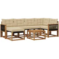 vidaXL Buiten bank set 7 st Natuurlijk en Beige