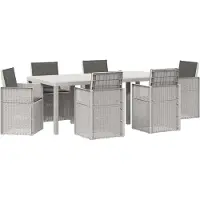 vidaXL Tuin Eettafel Set met kussen 7 pcs Wit en antracietkleurig PP