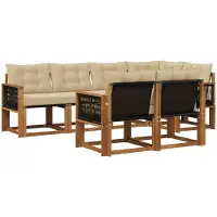 vidaXL Buiten bank set 7 st Natuurlijk en Beige