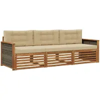 vidaXL Buiten bank set 3 st Natuurlijk en Beige