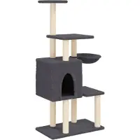 Syfax Kattenmeubel met sisal krabpalen 131 cm donkergrijs