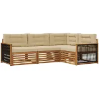 vidaXL Buiten bank set 4 st Natuurlijk en Beige
