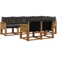 vidaXL Buiten bank set 7 st Naturel en Zwart