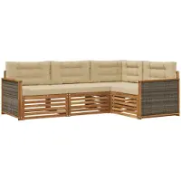 vidaXL Buiten bank set 4 st Natuurlijk en Beige