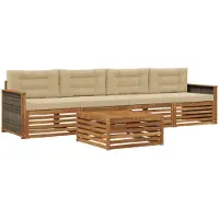 vidaXL Buiten bank set 5 st Natuurlijk en Beige