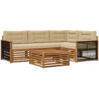 vidaXL Buiten bank set 5 st Natuurlijk en Beige