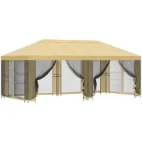 vidaXL Tuin gazebo met zijwanden 6 x 3 m Crèmekleurig
