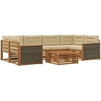 vidaXL Buiten bank set 7 st Natuurlijk en Beige