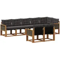 vidaXL Buiten bank set 8 st Naturel en Zwart