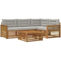 vidaXL Buiten bank set 5 st Naturel en lichtgrijs