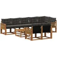 vidaXL Buiten bank set 9 st Naturel en Zwart